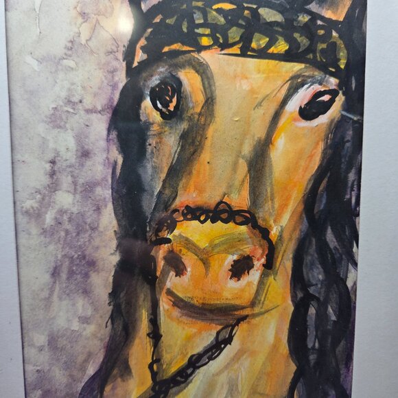 Original "Horse" Watercolor and Ink Painting by Isabelle Vautour - Framed Matted - Picture 11 of 11